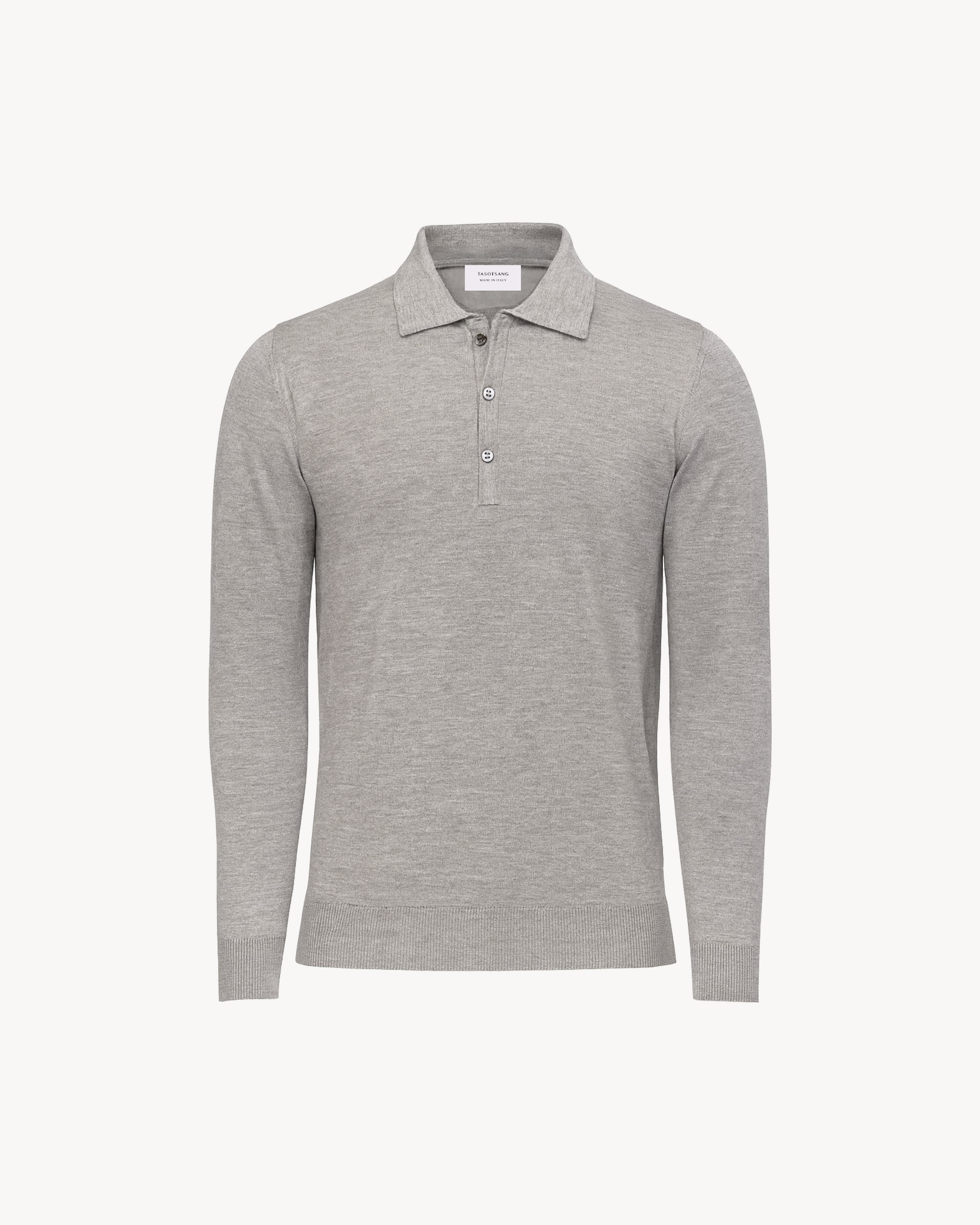 CASHMERE AND SILK LONG-SLEEVED POLO