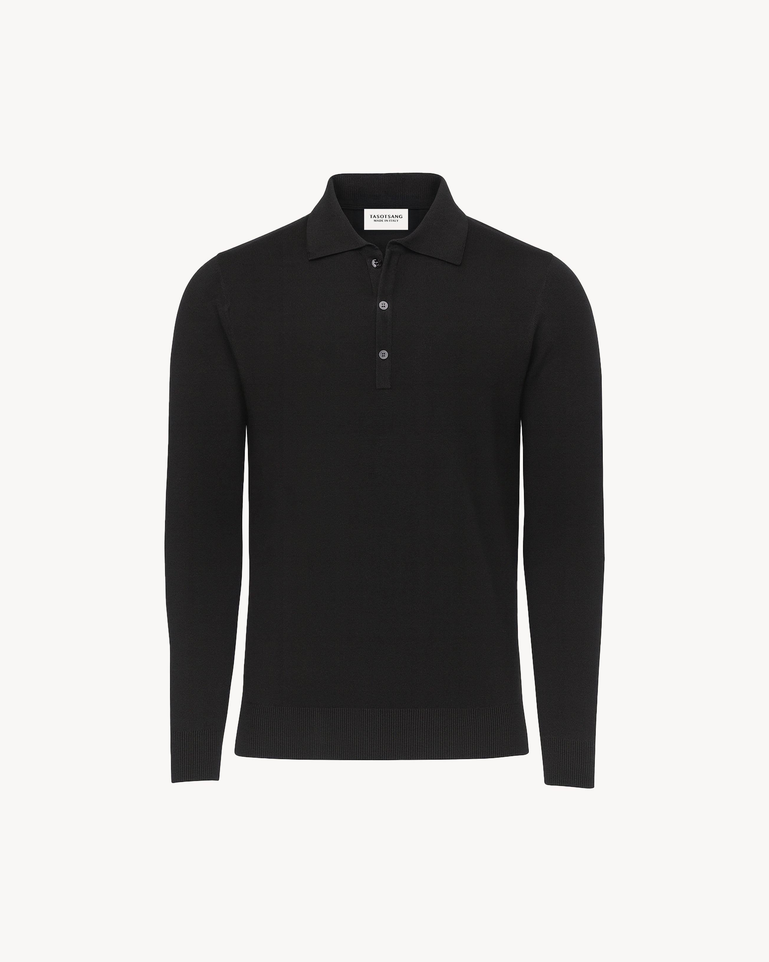 CASHMERE AND SILK LONG-SLEEVED POLO